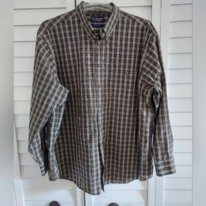 Roundtree & Yorke Black Plaid  Shirt Size 2XL Long Sleeve Button Down